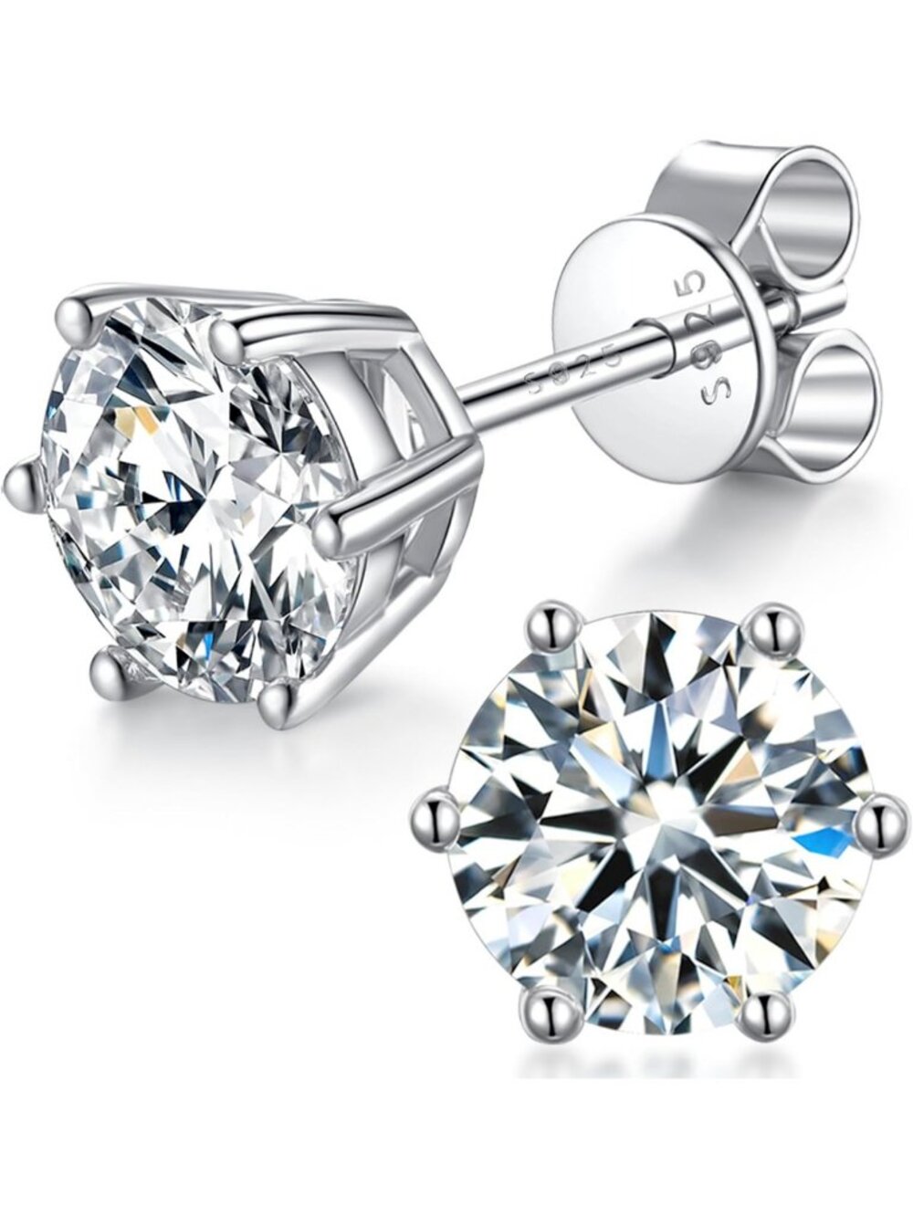 Elegant Moissanite Stud Earrings in 925 Sterling Silver for Women & Men